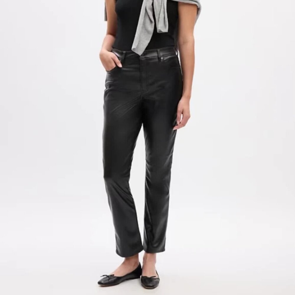 NWT Black GAP High Rise Vegan Leather Vintage Slim Pants